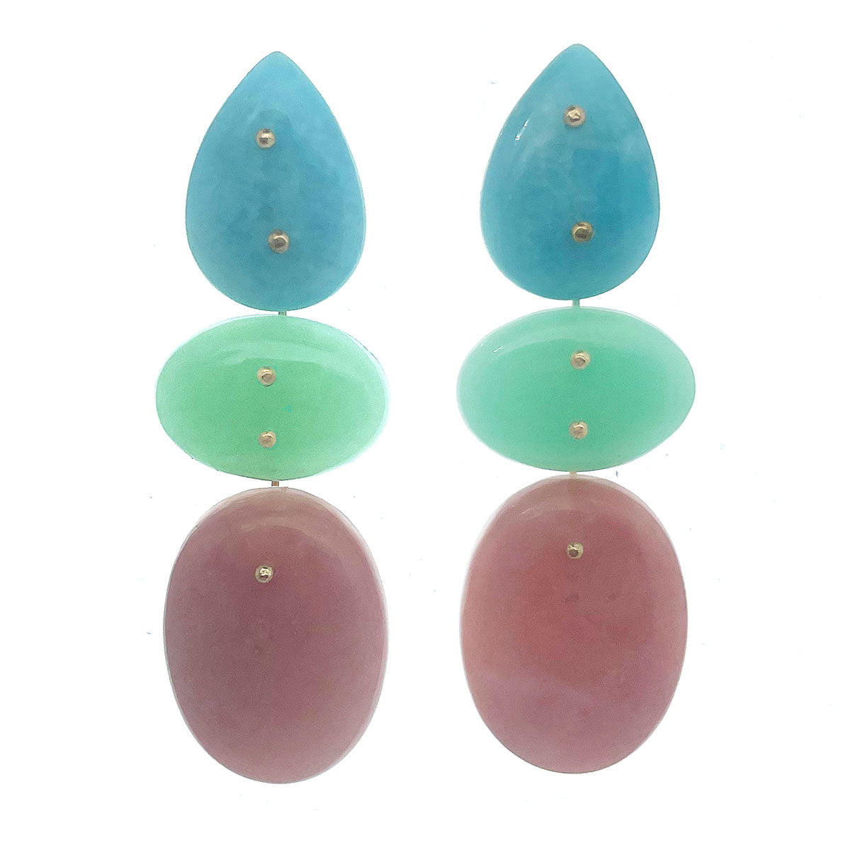 Mobile Earrings Amazonite Chrysoprase Pink Opal
