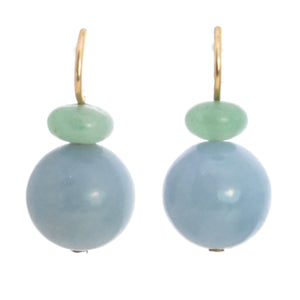 Pom Pom Hooplet Earrings Aventurine Angelite