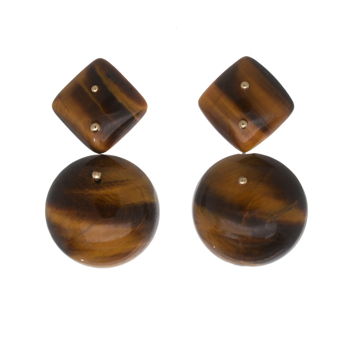 Mobile Earrings Tigers Eye Double