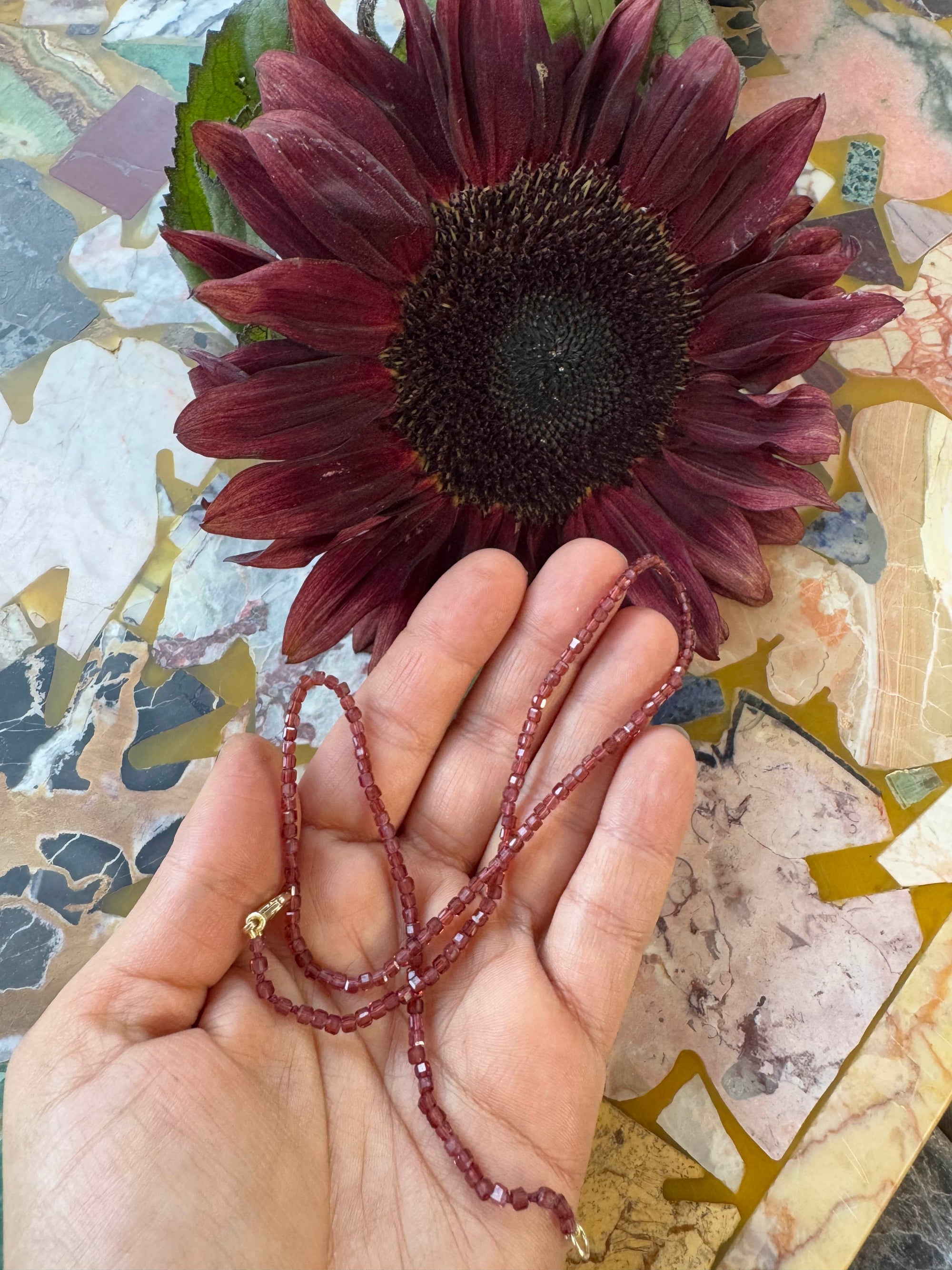 Moody Micro Necklace - Red Garnet