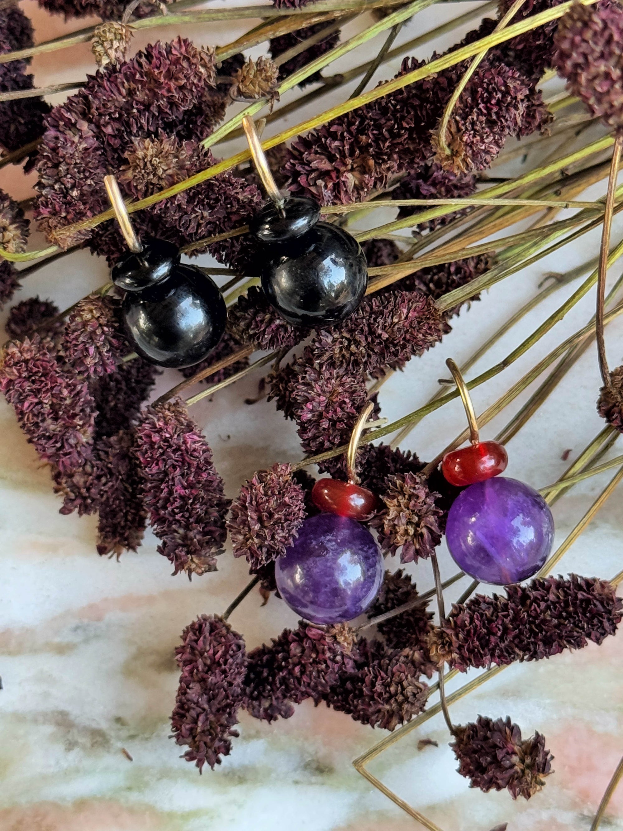 Pom Pom Hooplet Earrings Onyx