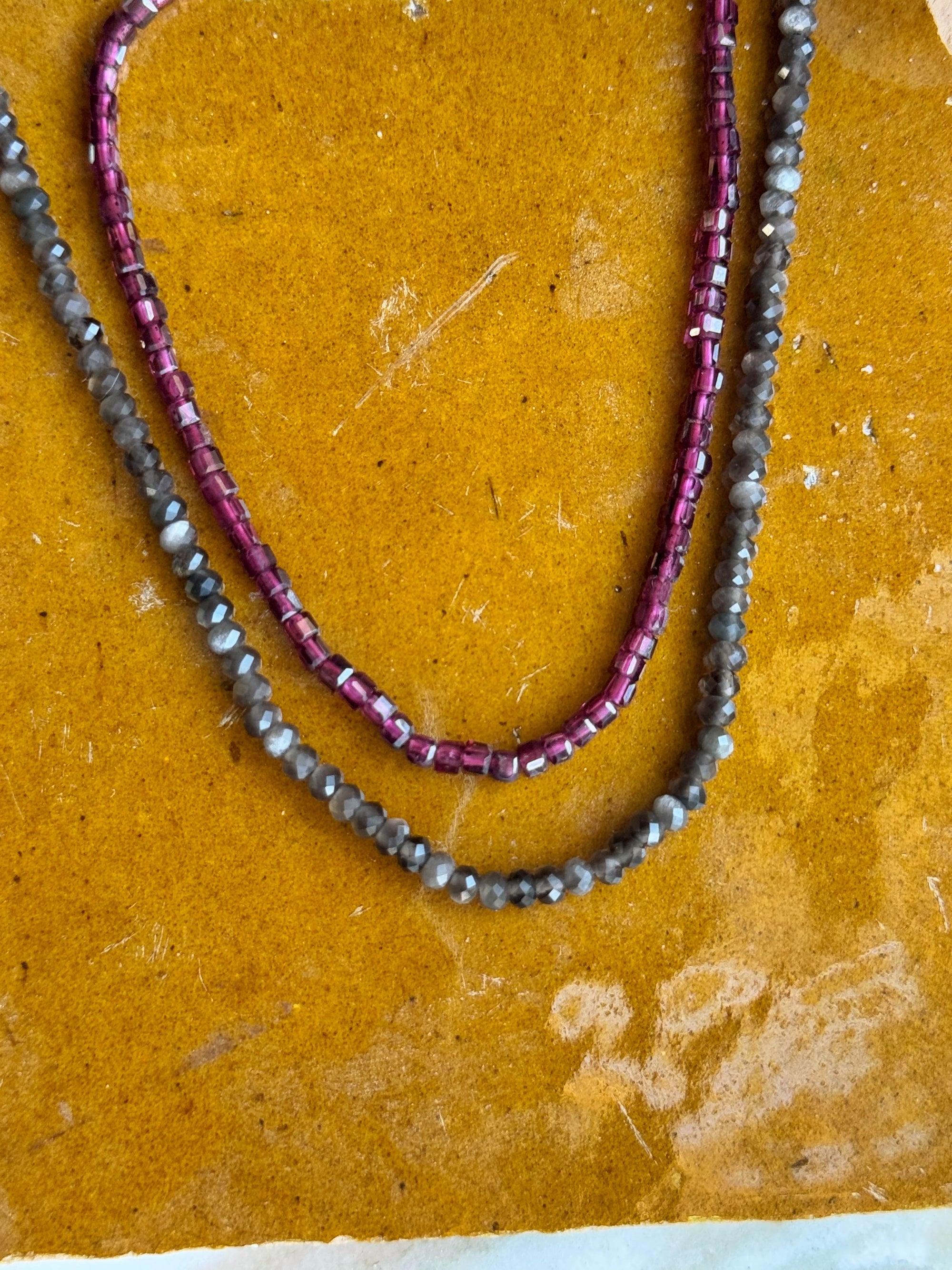 Moody Micro Necklace - Purple Garnet