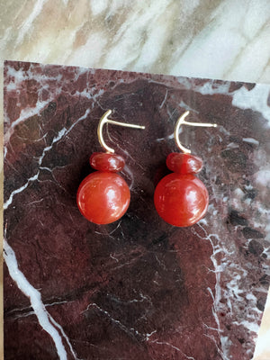 Pom Pom Hooplet Earrings Carnelian