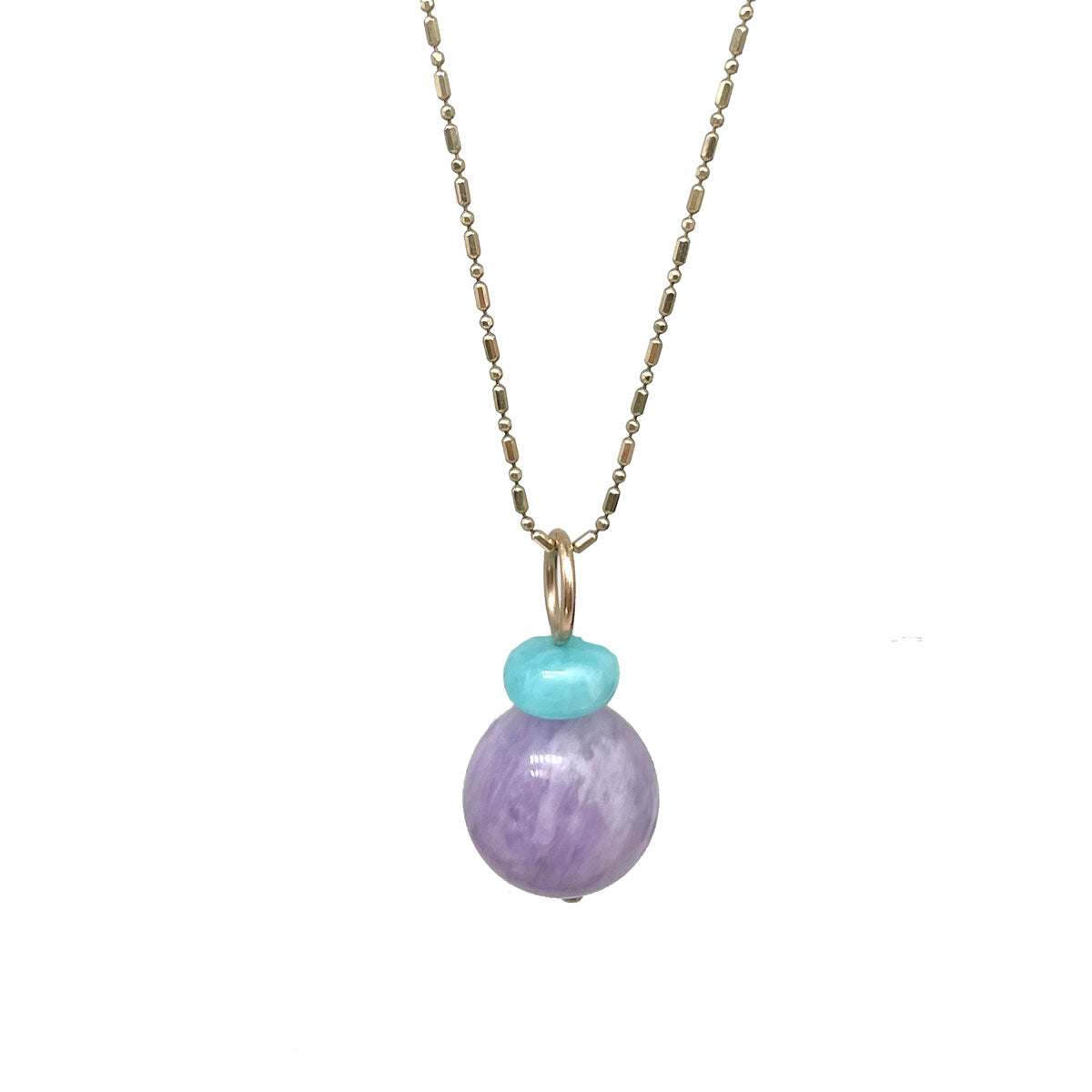 Lucky Pom Charm Amazonite Amethyst
