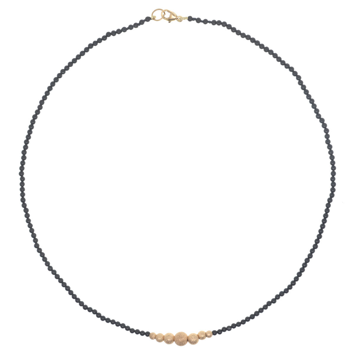 Mini Bubbles Necklace - Onyx and Dazzle Gold Beads