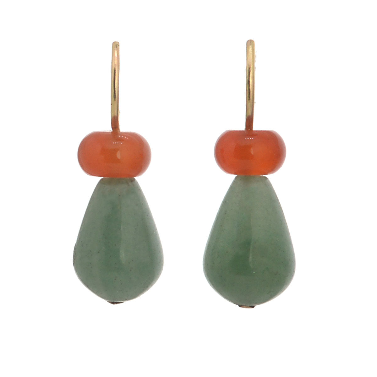 Pom Pom Pear Hooplet Earrings Carnelian Aventurine