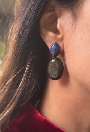 Mobile Earrings Sodalite Golden Obsidian