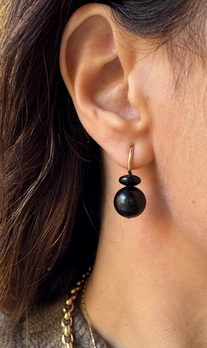 Pom Pom Hooplet Earrings Onyx