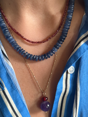 Moody Micro Necklace - Red Garnet