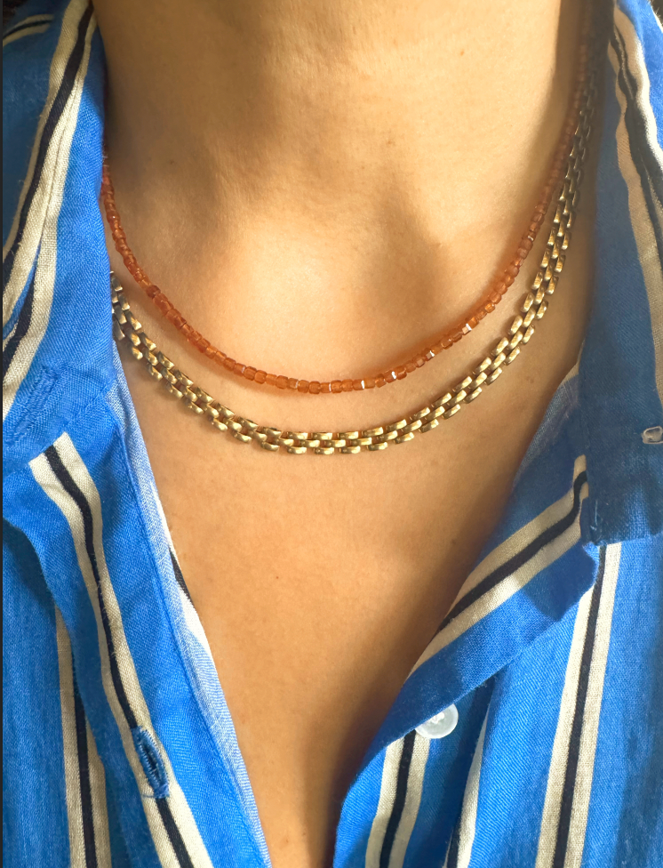 Moody Micro Necklace - Orange Garnet