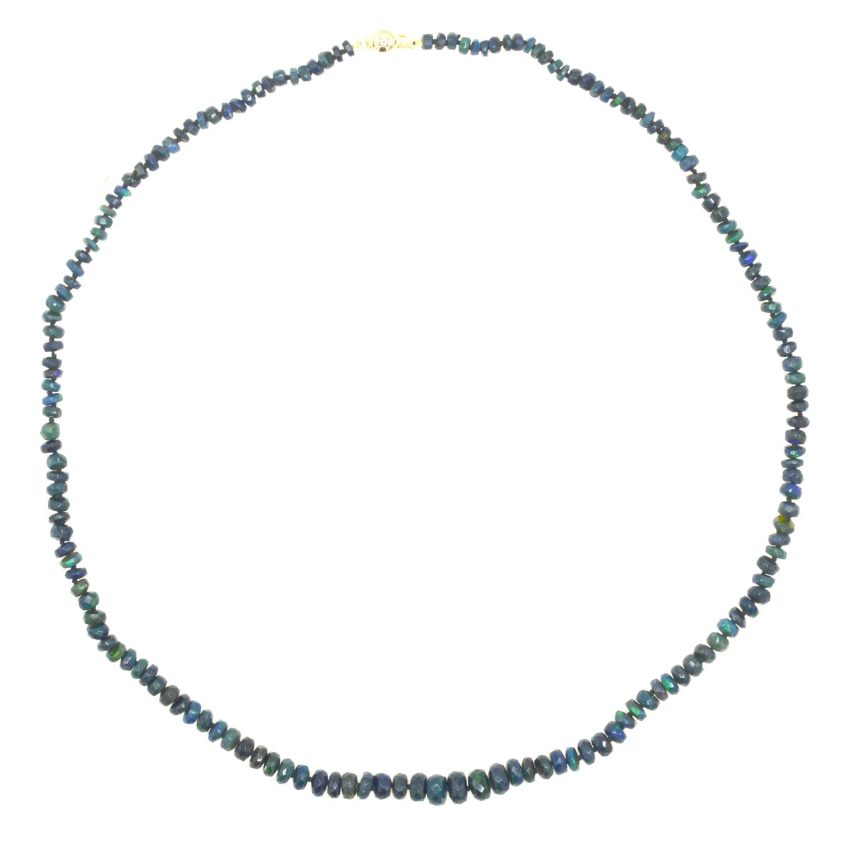Beaded Mini Ethiopian Opal Necklace - Black with Blue/Green Flashes
