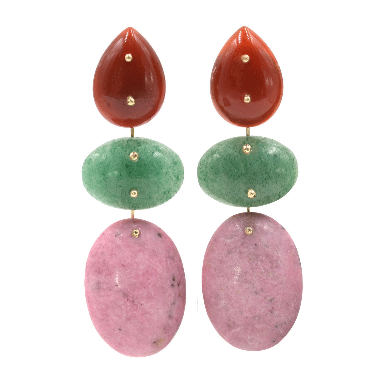 Mobile Earrings Carnelian, Aventurine and Rhodonite